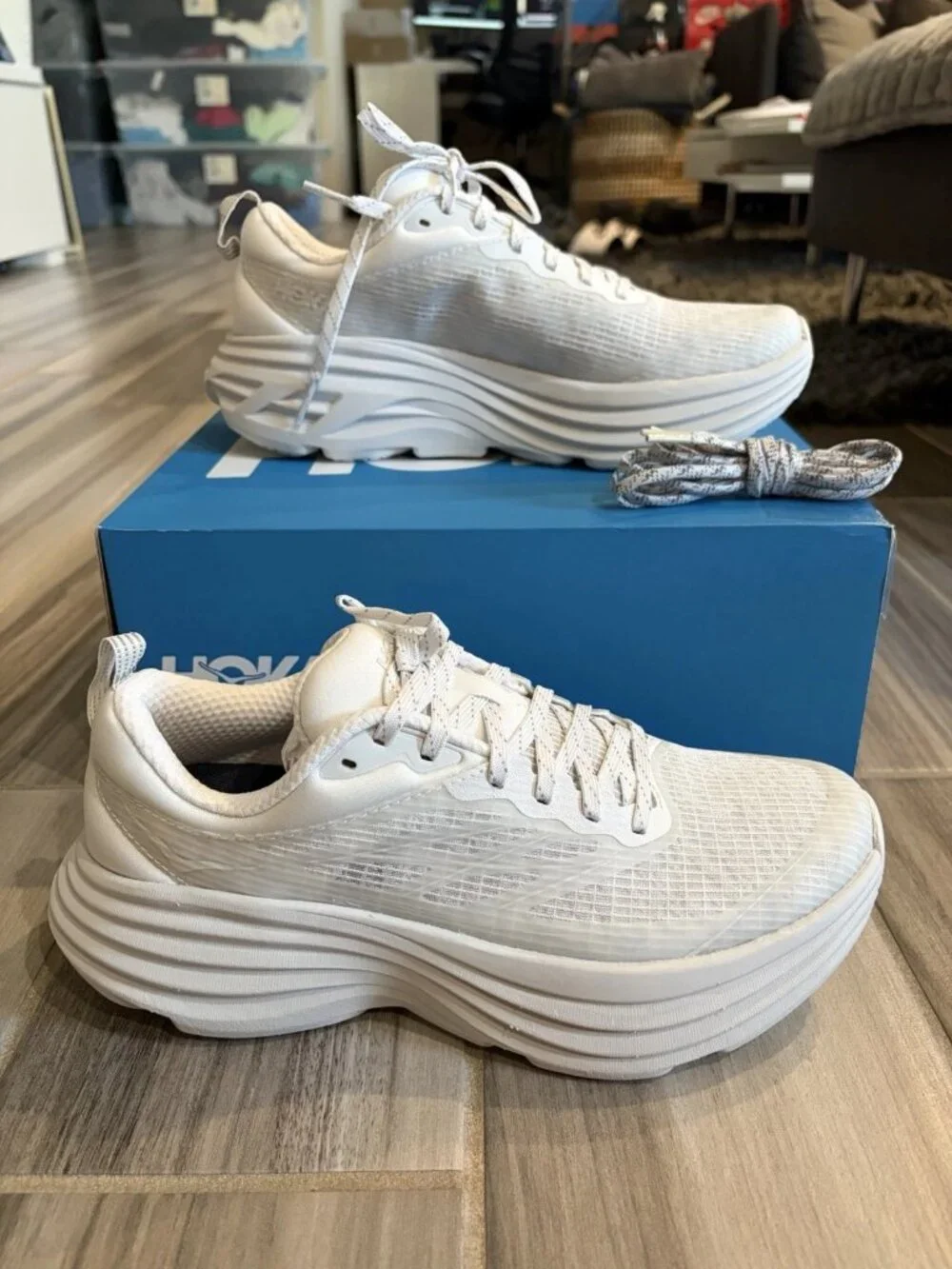 Women's Hoka One One Bondi 8 TS Caged Shoes - White 1155391 WMC